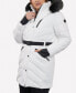 Фото #3 товара Women's Plus Size Belted Faux-Fur-Trim Hooded Puffer Coat