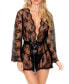 Фото #1 товара Women's All Over Scalloped Lace Sheer Lingerie Wrap Robe