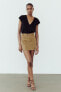 Linen blend skort with belt