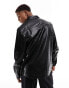 ASOS DESIGN croc faux leather overshirt in black