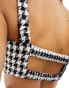 Фото #6 товара ASOS DESIGN co-ord boucle bralet in mono houndstooth