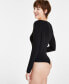 Фото #2 товара Women's Square-Neck Ribbed Bodysuit, Created for Macy's