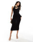 Фото #1 товара ASOS DESIGN cross strap one shoulder midi dress with central neckline detail in black