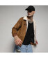 Men's Brown Zip-Front Jacket With Fleece Detail