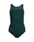 Women's Long Chlorine Resistant Smoothing Control Mesh High Neck One Piece Swimsuit
