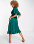 Фото #2 товара AX Paris ruffle wrap midi dress in emerald green