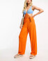 Vero Moda shirred waist beach trousers in orange