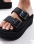 Фото #4 товара ASOS DESIGN Taxon buckle flatform mule sandals in black