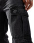 ASOS DESIGN straight leg jeans with cargo detail in washed black