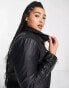 Фото #6 товара Only Curve faux leather biker jacket in black