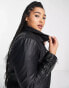 Only Curve faux leather biker jacket in black