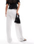 Mango linen straight leg relaxed trousers in white