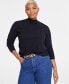 Фото #1 товара Women's Mock Neck Jersey Sweater, Created for Macy's