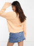 New Look Petite ribbed cropped jumper in peach