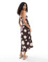 Фото #2 товара ASOS DESIGN textured bandeau midi dress with drop waist in brown spot print