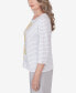 ფოტო #6 პროდუქტის Petite Charleston Striped Floral Embroidered Top