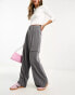 Фото #2 товара Miss Selfridge tailored wide leg cargo trouser in grey