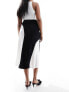 & Other Stories bias cut midi skirt in mono colour block MONO SCHWARZWEISS, 34 - фото #3