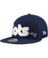 Фото #1 товара Men's Navy New England Patriots Checkered Undervisor 59FIFTY Fitted Hat