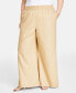 Plus Size Linen-Blend Pull-On Lightweight Wide-Leg Pants, Created for Macy's