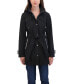 Women's Belted Zip Front Soft Shell Trench Coat With Detachable Hood