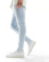 ASOS DESIGN spray on jeans with power stretch in light wash blue