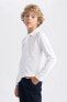 Фото #2 товара Erkek Çocuk Beyaz Pike Uzun Kollu Polo Okul Tişörtü