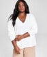 Фото #1 товара Trendy Plus Size V-Neck Drop-Shoulder Sweater