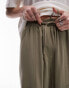 Topshop pull on wide leg trouser in khaki