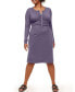 ფოტო #1 პროდუქტის Plus Size Pearl Long-sleeve Henley Dress