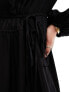 & Other Stories ruched midaxi dress with volume sleeves in black