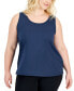 Фото #1 товара Plus Size Solid Essentials Crewneck Tank Top, Created for Macy's