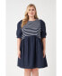 Фото #3 товара Plus Size High Low Knit Combo Dress