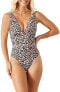 Фото #1 товара Tommy Bahama 299765 Womens Safari Cat One-Piece Swimsuit Black, Size 8