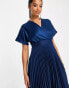 Фото #3 товара Closet London Petite wrap front pleated mini skater dress in navy