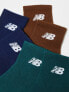 Фото #3 товара New Balance logo 3 pack trainer socks in khaki, navy and brown