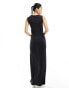 Фото #6 товара Weekday Ira boatneck maxi dress with tie split side in black