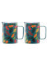 Фото #1 товара Teal Falling Leaves Insulated Coffee Mugs, Set of 2