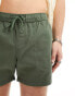 ASOS DESIGN 2 pack slim shorter length chino shorts in khaki and stone with elasticated waist save