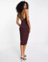 Фото #4 товара ASOS DESIGN midi dress in satin with twist front detail in burgundy