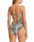 Фото #2 товара Women's Side-Cutout Strappy-Back One-Piece Swimsuit