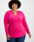 Фото #1 товара Plus Size Long-Sleeve Top, Created for Macy's