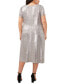 Фото #2 товара Plus Size Metallic Ruched Midi Dress