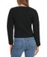 Фото #2 товара Women's Cable-Knit Cropped V-Neck Sweater