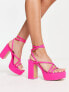 Stradivarius strappy heeled platform in hot pink