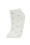 Kadın Yaprak Baskılı 3'lü Pamuklu Patik Çorap B6023axns