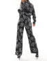 JDY wide leg trouser co-ord in black floral print