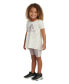 ფოტო #4 პროდუქტის Little Girls Short Sleeve Back Pleat Top and Bike Shorts, 2 Piece Set