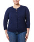 ფოტო #1 პროდუქტის Plus Size Novelty-Button 3/4-Sleeve Cardigan Sweater