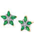 ფოტო #1 პროდუქტის Emerald (1 ct. t.w.) & Diamond (1/5 ct. t.w.) Flower Stud Earrings in 14k Gold